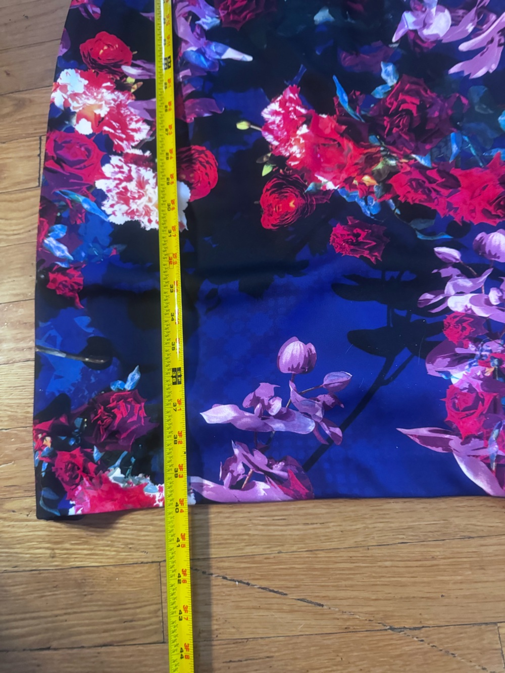 Betsey Johnson Floral Sheath Dress Size 6 Blue Pink Cap Sleeve Cocktail Midi - Picture 8 of 11